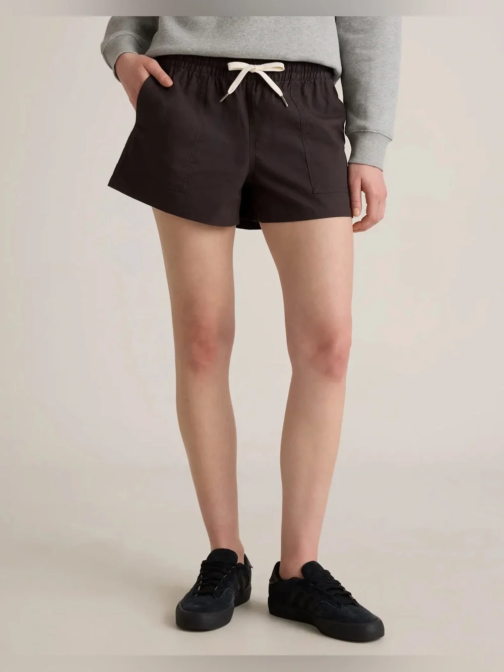 Womens Quince Organic Stretch Ripstop Shorts in Color Steel